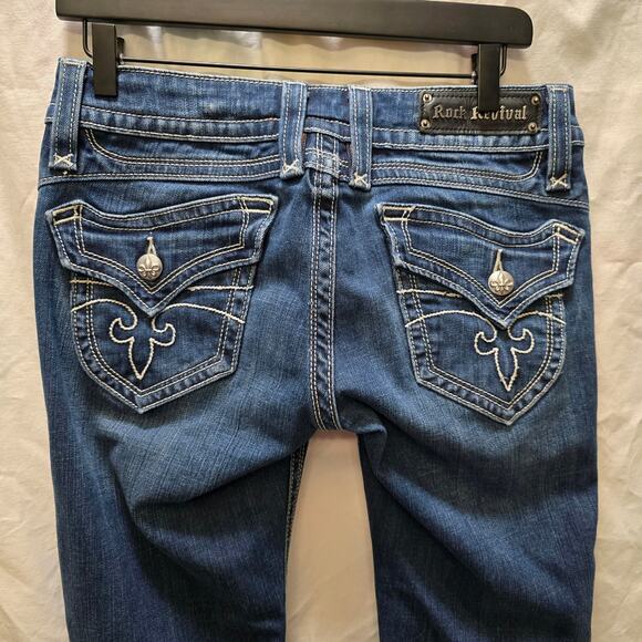 Rock Revival Chrissie Boot bootcut jeans size 30 low rise flap pocket distressed - Picture 9 of 16